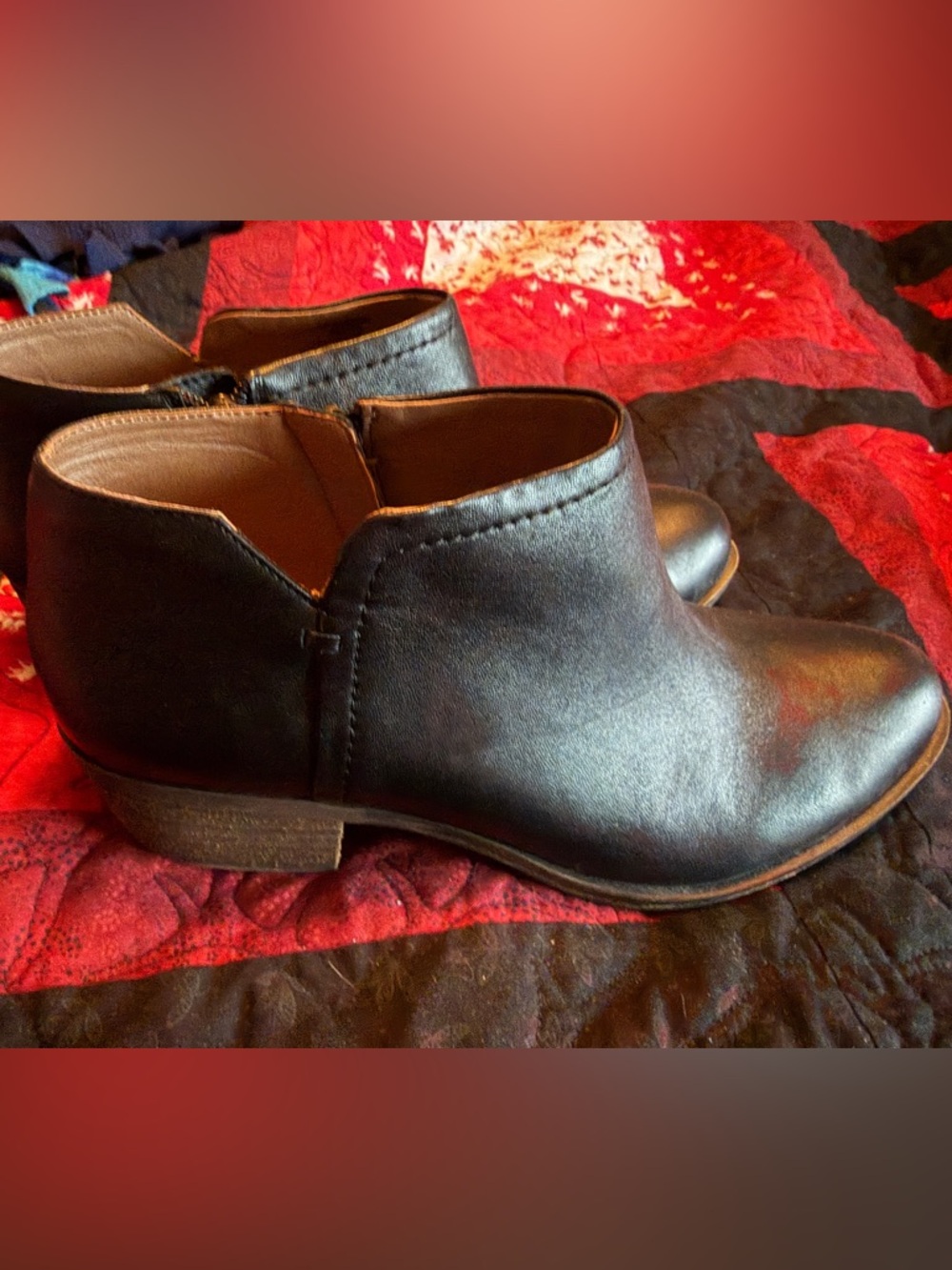 Lucky Brand Black Leather Ankle Booties with Side Zip